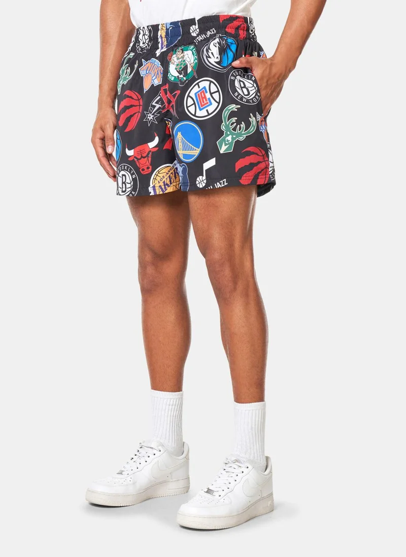 نيو ايرا Men's NBA All Over Print Shorts