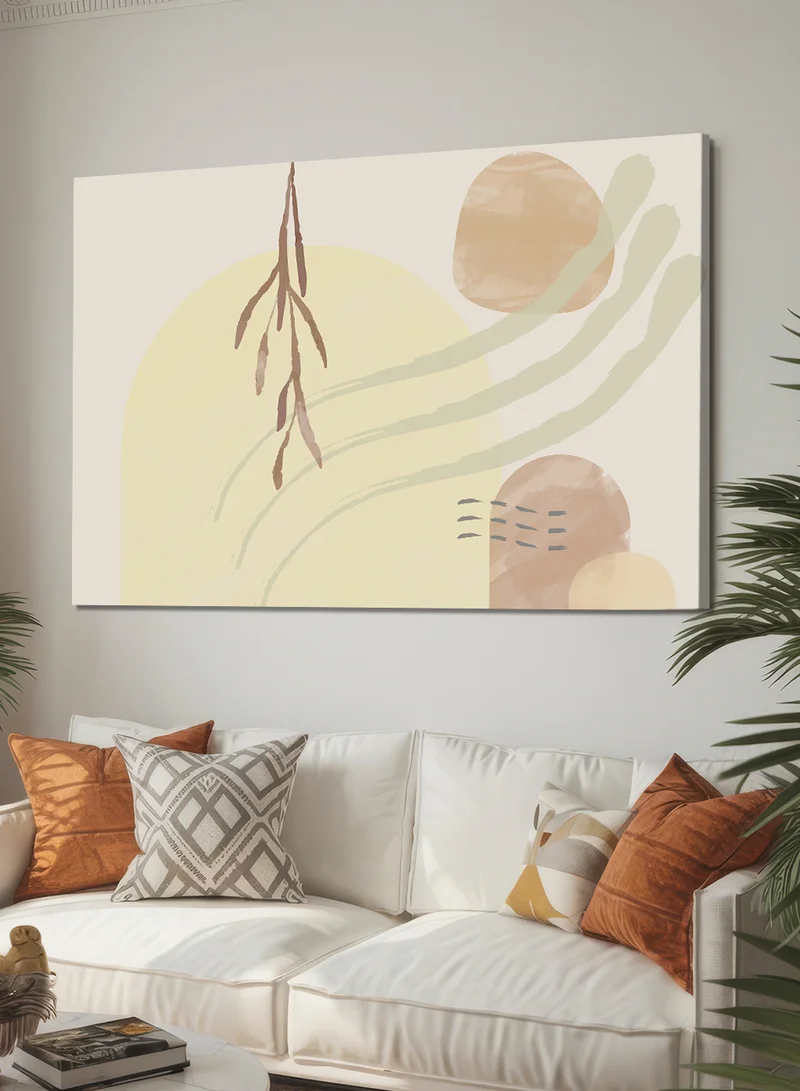 LOWHA Canvas Wall Art Stretched Over Wooden Frame with Plant Leaves Abstract Design