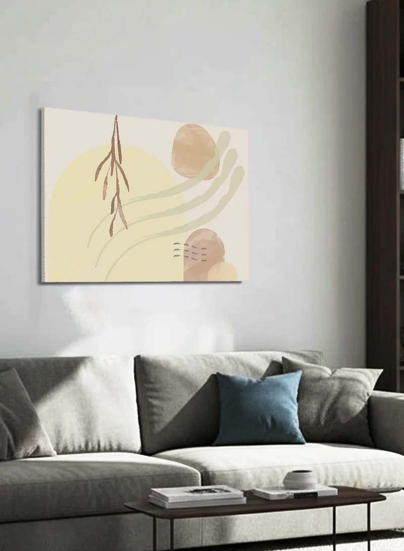 LOWHA Canvas Wall Art Stretched Over Wooden Frame with Plant Leaves Abstract Design