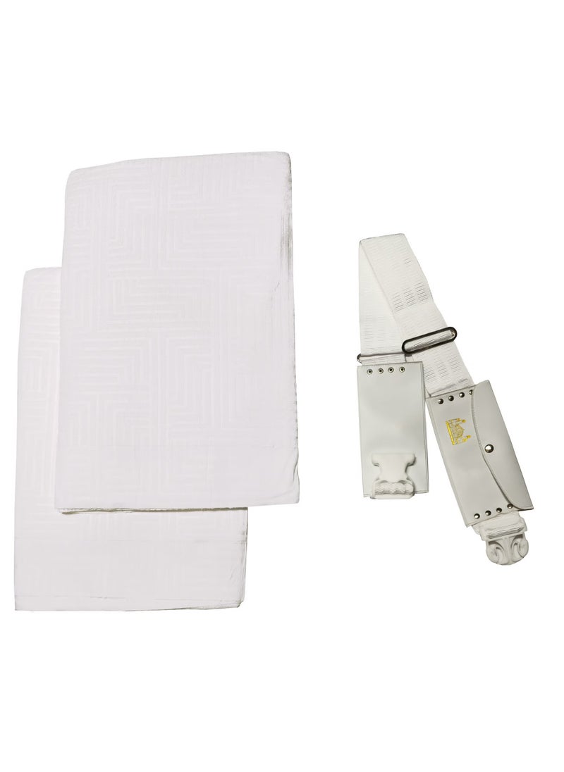Risen - Set of 2 Ahram Towels for Mens - Hajj & Umrah Ihram - Ehram for Islamic Pilgrimage - Belt with Built-in Bag & Pins (Ahram Bag with Built-in Belt Bag & Pins) - Image 1
