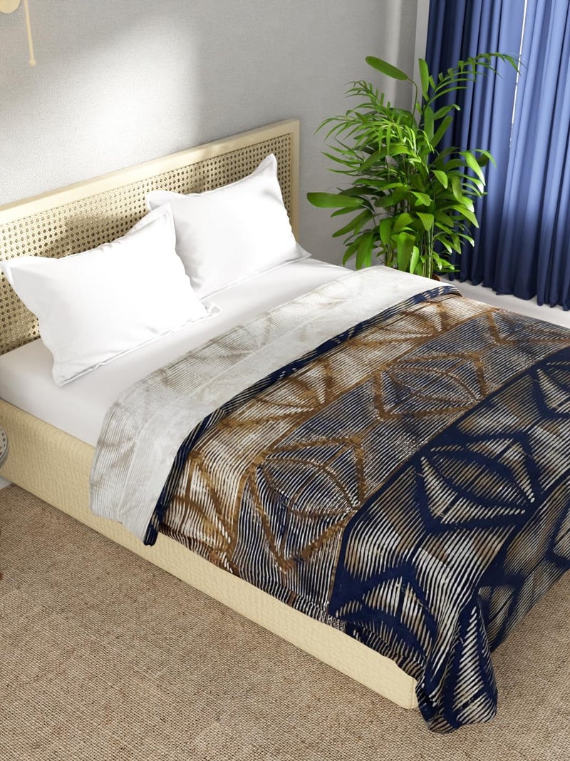 KOPA KOPA Ultra Soft Microfiber Double Bed Ac Blanket -1pc Double Size (Nautical) | 100% Teddy Bear Soft Reversible Lightweight | Bed Ac Blanket/Quilt/Duvet for All Weather Geometric-Blue - Image 3