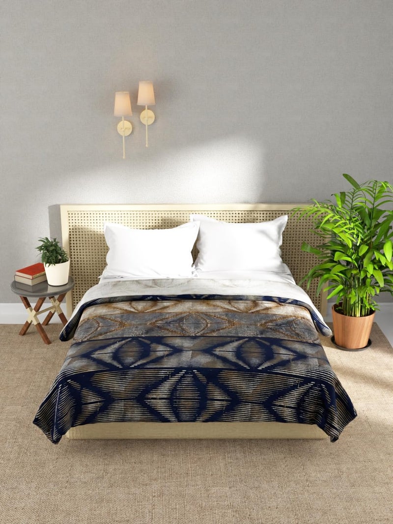 KOPA KOPA Ultra Soft Microfiber Double Bed Ac Blanket -1pc Double Size (Nautical) | 100% Teddy Bear Soft Reversible Lightweight | Bed Ac Blanket/Quilt/Duvet for All Weather Geometric-Blue - Image 1