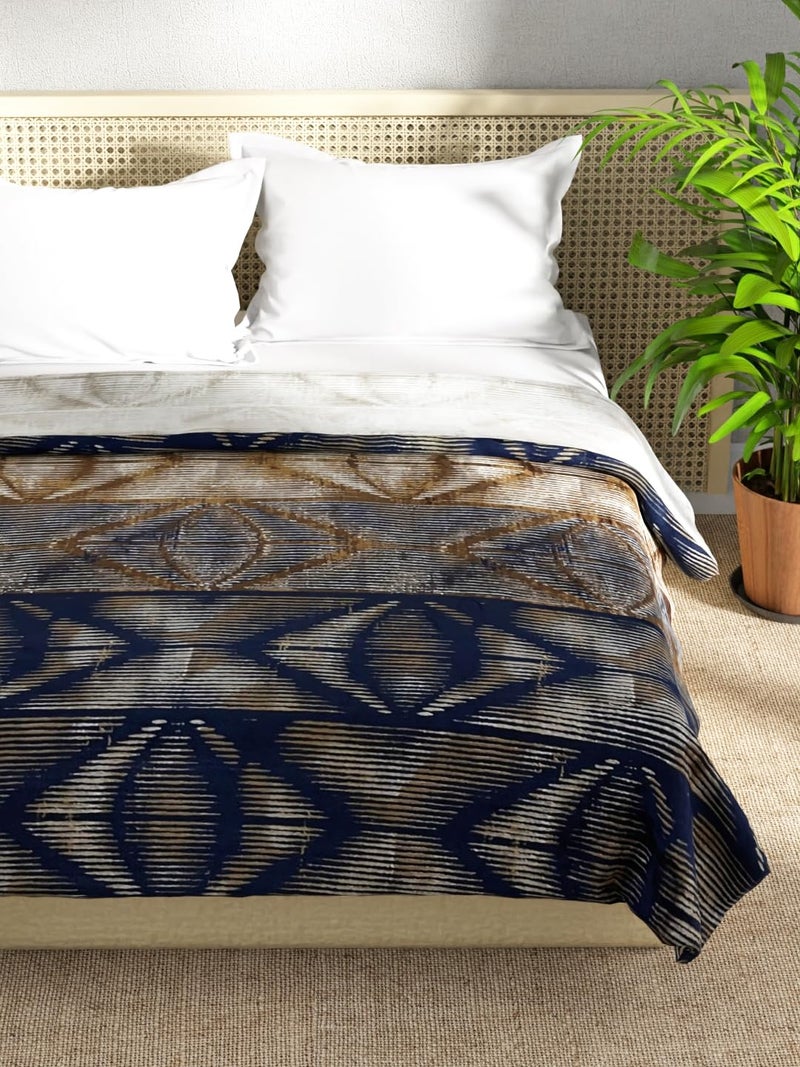 KOPA KOPA Ultra Soft Microfiber Double Bed Ac Blanket -1pc Double Size (Nautical) | 100% Teddy Bear Soft Reversible Lightweight | Bed Ac Blanket/Quilt/Duvet for All Weather Geometric-Blue - Image 2