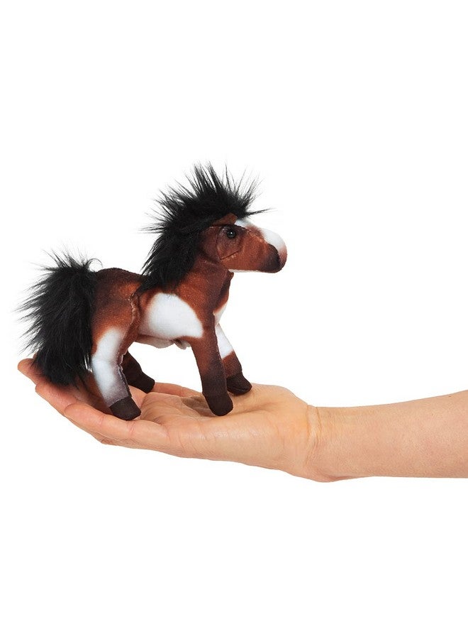 Folkmanis Mini Horse Finger Puppet,Brown; Black; White - Image 1