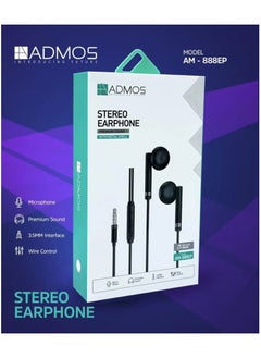 Admos In-Ear Earphones With Microphone - Black 