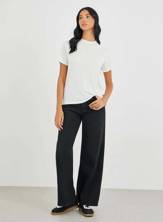 Take Two Take Two Solid Round Neck T-Shirt