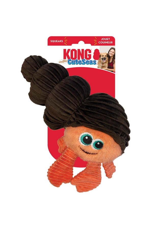 كونج لعبة KONG Cuteseas Rufflez Hermit Crab للكلاب، لعبة قطيفة تصدر صوت صرير فائق، حواف ناعمة الملمس، سهلة الإمساك بها، تقلل من الملل، مثالية للاحتضان، والإحضار، واللعب اللطيف، للمضغ الخفيف، صغيرة/متوسطة الحجم - Image 3