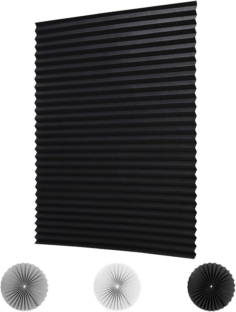 LUCKUP 3 Pack Cordless Light Filtering Pleated Fabric Shade,Easy to Cut and Install, with 6 Clips (36"x72" - 3 Pack, Black) - Image 1