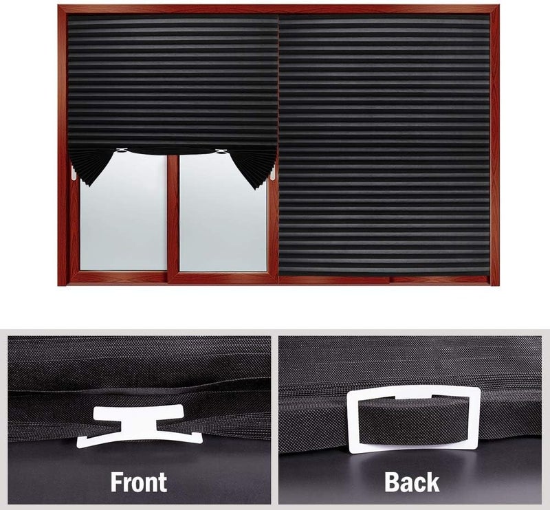 LUCKUP 3 Pack Cordless Light Filtering Pleated Fabric Shade,Easy to Cut and Install, with 6 Clips (36"x72" - 3 Pack, Black) - Image 4