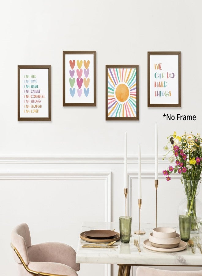 AEHIE I am Kind Brave Smart Affirmations Colorful Sun Sunshine Hearts Poster Prints for Girls Kids Room Playroom Decor,Girl Nursery Decorations Prints Wall Art Unframed 4pcs 8x10inches,Girls Kids Gifts - Image 4