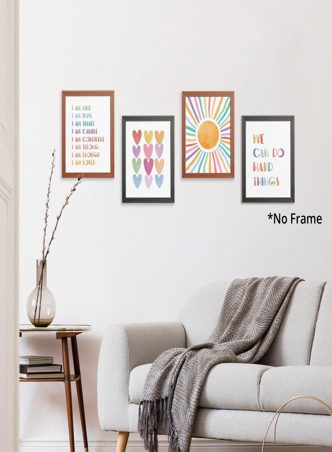 AEHIE I am Kind Brave Smart Affirmations Colorful Sun Sunshine Hearts Poster Prints for Girls Kids Room Playroom Decor,Girl Nursery Decorations Prints Wall Art Unframed 4pcs 8x10inches,Girls Kids Gifts - Image 2