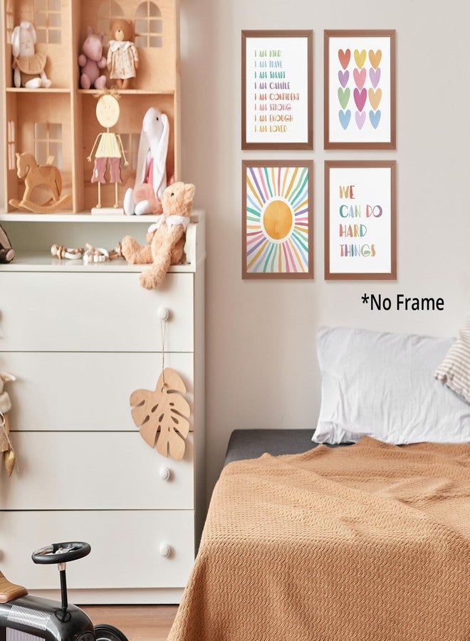 AEHIE I am Kind Brave Smart Affirmations Colorful Sun Sunshine Hearts Poster Prints for Girls Kids Room Playroom Decor,Girl Nursery Decorations Prints Wall Art Unframed 4pcs 8x10inches,Girls Kids Gifts - Image 5