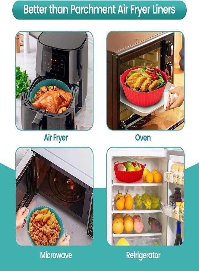 STOCKZONE 6 Pcs Silicone Air Fryer Liners | Reusable Non Stick Tray Pot Basket Mould Baking Oven | Replacement for Parchment Paper | Includes Oil Sprayer Bottle, Silicone Brush & Spatula Set - Image 5