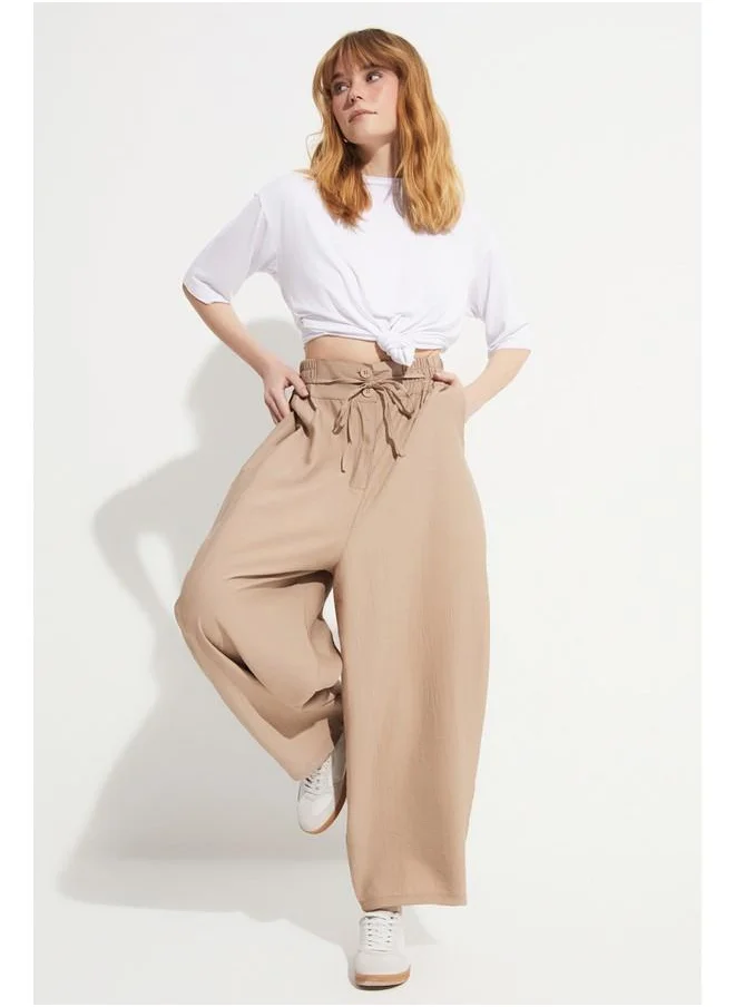 JUNE June Loose Elastic Waist Trouser Mink