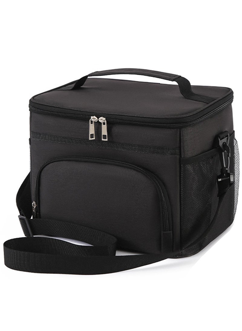 Qiccijoo Lunch Bag for Women Men Adults Lunch Box Lunch Tote Bags Large Capacity Reusable Insulated Cooler Lunch Container for Work School Office Picnic or Travel(Black) - Image 1