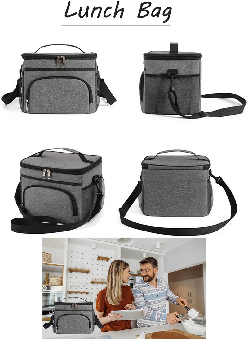 Qiccijoo Lunch Bag for Women Men Adults Lunch Box Lunch Tote Bags Large Capacity Reusable Insulated Cooler Lunch Container for Work School Office Picnic or Travel(Black) - Image 3