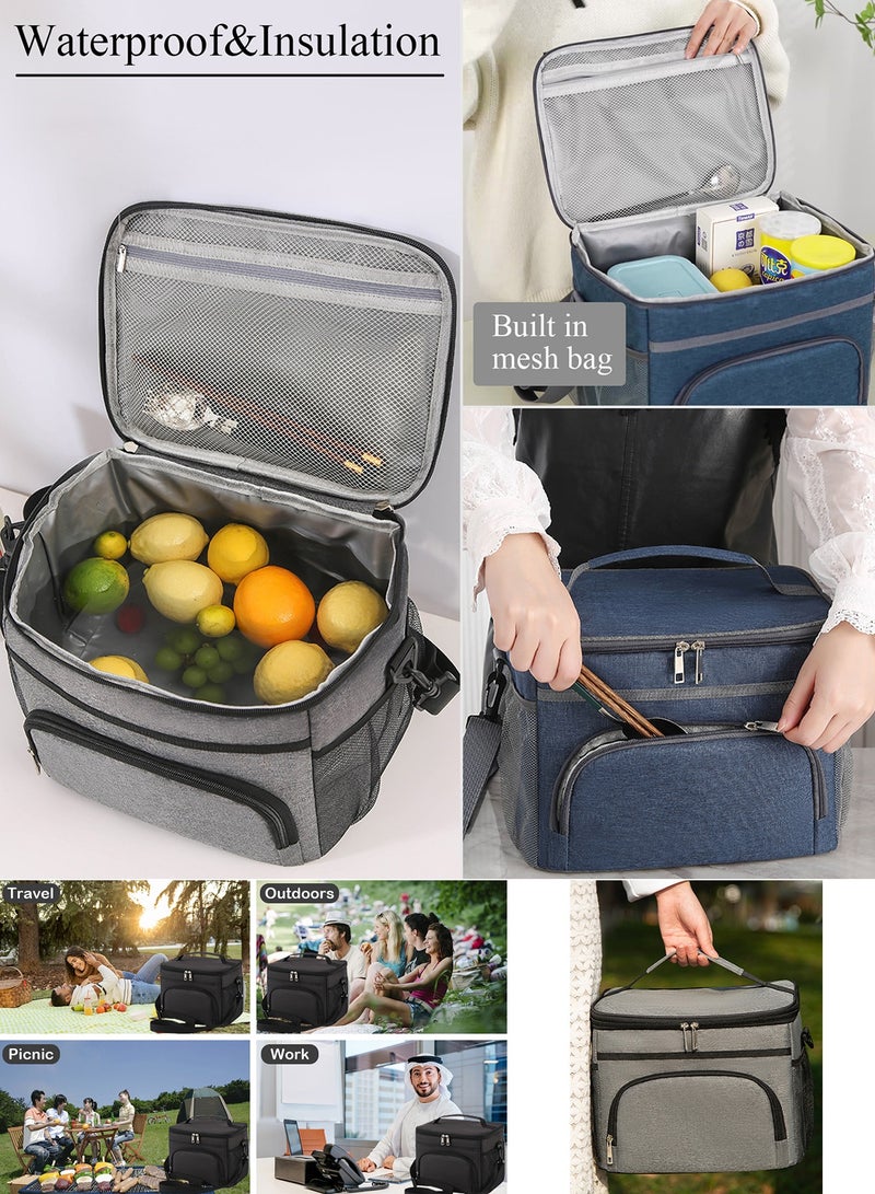 Qiccijoo Lunch Bag for Women Men Adults Lunch Box Lunch Tote Bags Large Capacity Reusable Insulated Cooler Lunch Container for Work School Office Picnic or Travel(Black) - Image 5