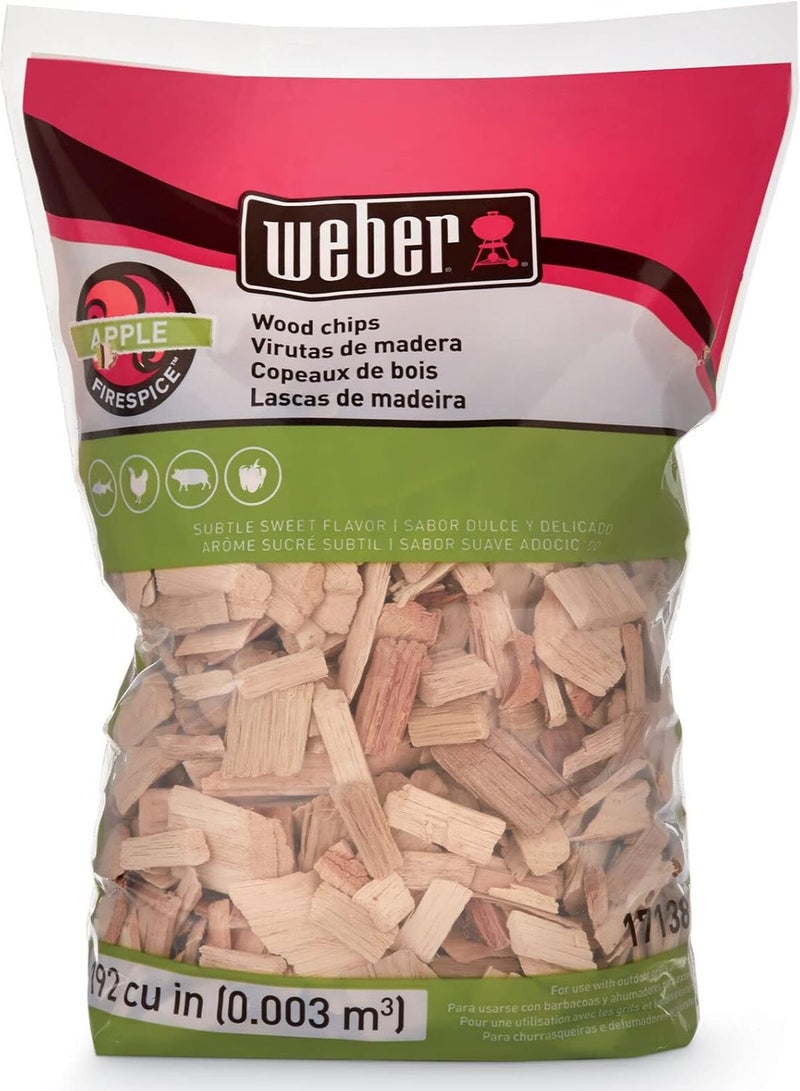 Weber Apple Wood Chips for Smoking & BBQ – Natural Wood Chips for Grilling Meat, Chicken & Fish, Sweet Smoky Flavor, Suitable for Charcoal & Gas Grills, Smokers, Outdoor Cooking - Image 1