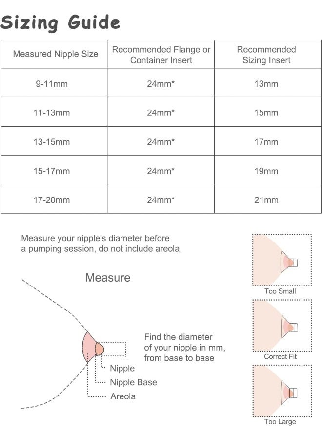 Gowing ملحقات مضخة الثدي القابلة للارتداء من غوينغ، قطع غيار مضخة بديلة فلانج 24 مم، صمام بطة، غشاء سيليكون، كوب جامع الحليب متوافق مع مضخة الثدي S32، 5 قطع إضافية من إدخالات الفلانج - Image 5