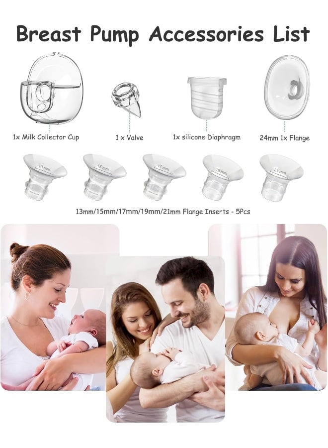 Gowing ملحقات مضخة الثدي القابلة للارتداء من غوينغ، قطع غيار مضخة بديلة فلانج 24 مم، صمام بطة، غشاء سيليكون، كوب جامع الحليب متوافق مع مضخة الثدي S32، 5 قطع إضافية من إدخالات الفلانج - Image 3