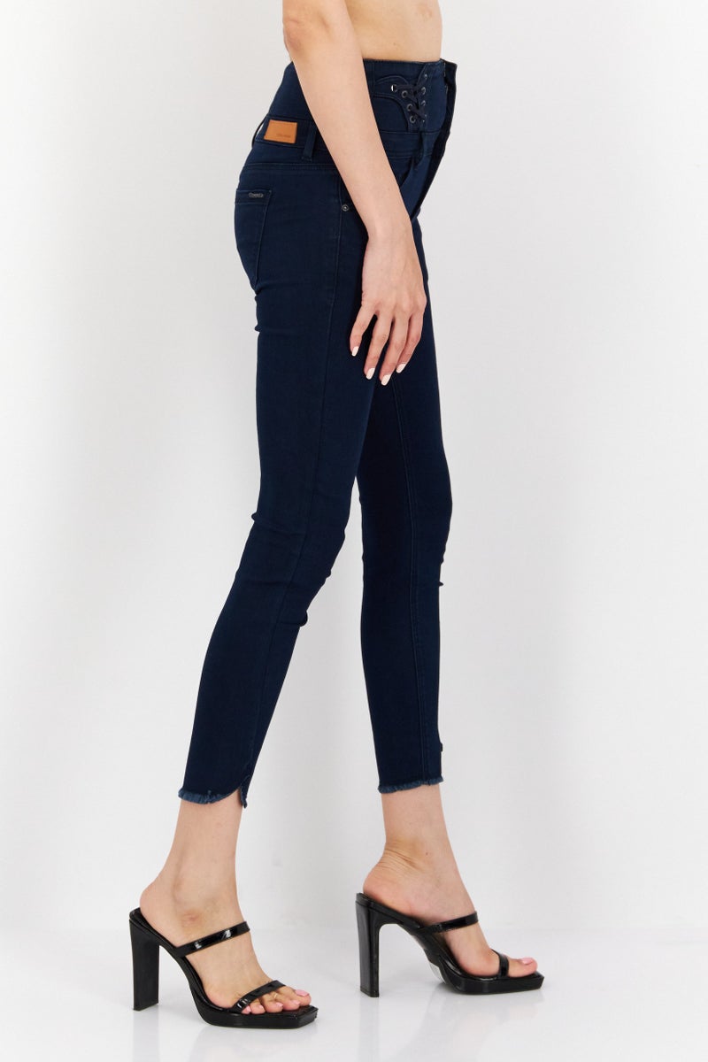 VERO MODA Women Slim Fit Stretchable Plain Denim Jeans, Navy Blue - Image 2