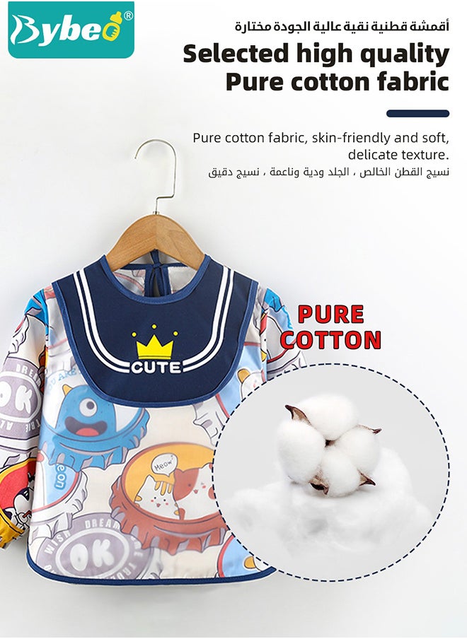 MIXDE 2 Pieces Unisex Waterproof Babies Feeding Bib With Sleeves, Cute Cartoon Pattern, Aged 2 - 4 Years  - Image 2