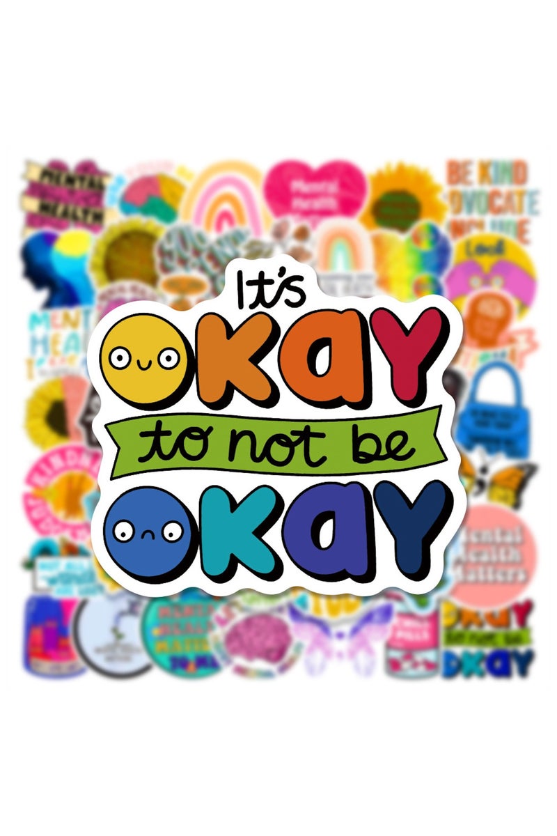 قوس قزح أورينبو ملصقات تحفيزية، 50 قطعة، ملصقات فينيل للصحة العقلية، للأطفال والمراهقين والبالغين، دفتر ملاحظات، زجاجة ماء، سجل قصاصات، مجلة، لوح تزلج، جيتار، ملصقات جمالية مقاومة للماء - Image 3