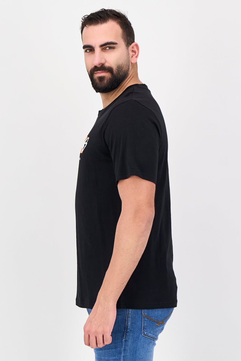 JACK & JONES Men Crew Neck Short Sleeve Graphic Print T-Shirt, Black - Image 2