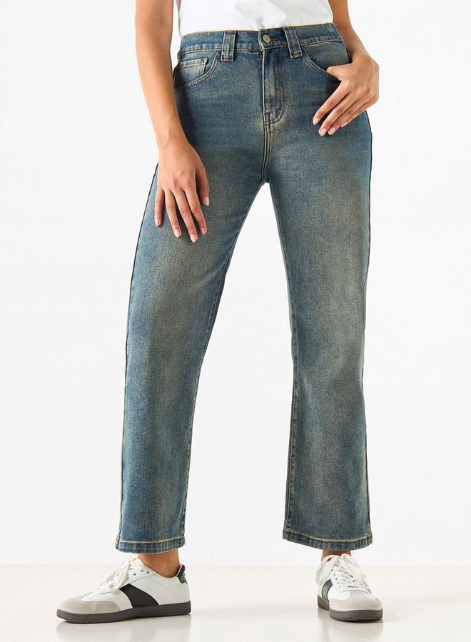 تواكستريمز بنطلون جينز سادة بزر إغلاق وجيوب من تو إكستريمز - Image 1