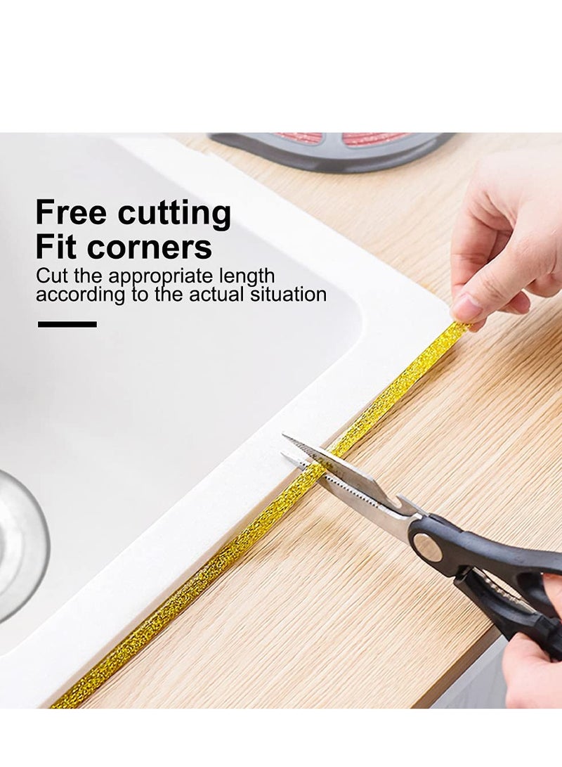 KASTWAVE Self Adhesive Molding Decorative, Seam Beauty Edge Strip Decorative Sticker Sealant Tape Caulking Strip Background Strip for Stoves, Sinks, Toilets, Tile Edges, Wall Corners, Etc. (gold) - Image 4