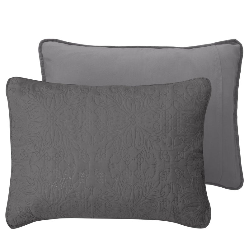 إيزي-جوينج مجموعة لحاف كامل/كوين سهلة الحجم مع لحاف واحد و 2 وسادة شامز لحاف ناعمة لحاف الغطاء الماء مقاوم للوزن الألياف الدقيقة قاانة مقاومة للبقع مقاوم للبقع/رمادي فاتح - Image 4