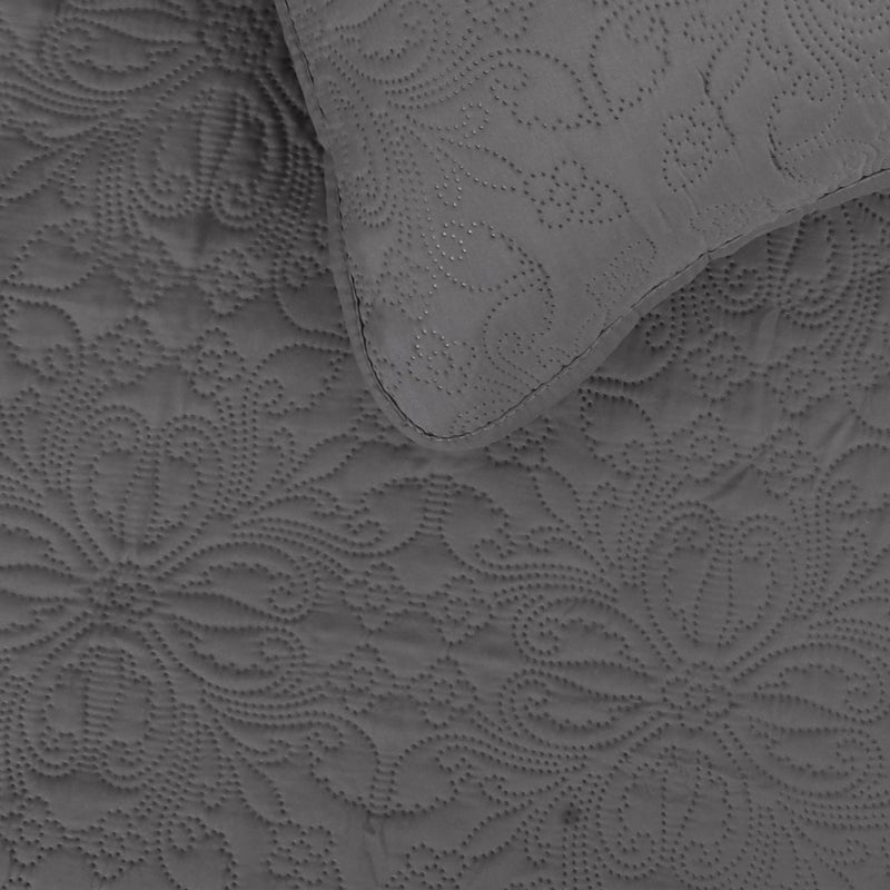 إيزي-جوينج مجموعة لحاف كامل/كوين سهلة الحجم مع لحاف واحد و 2 وسادة شامز لحاف ناعمة لحاف الغطاء الماء مقاوم للوزن الألياف الدقيقة قاانة مقاومة للبقع مقاوم للبقع/رمادي فاتح - Image 3