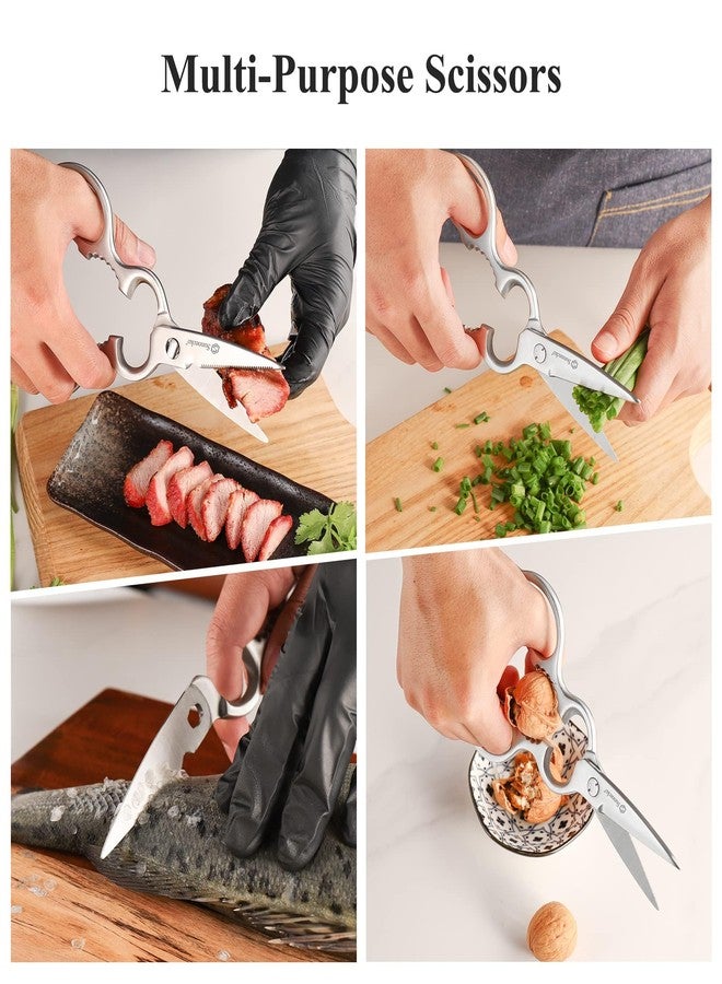 Sunnecko Heavy Duty Kitchen Scissors - Stainless Steel Kitchen Shears, Ultra Sharp Micro Serrated Poultry Shears, Cooking Scissors for Meat, Dishwasher Safe - Image 4
