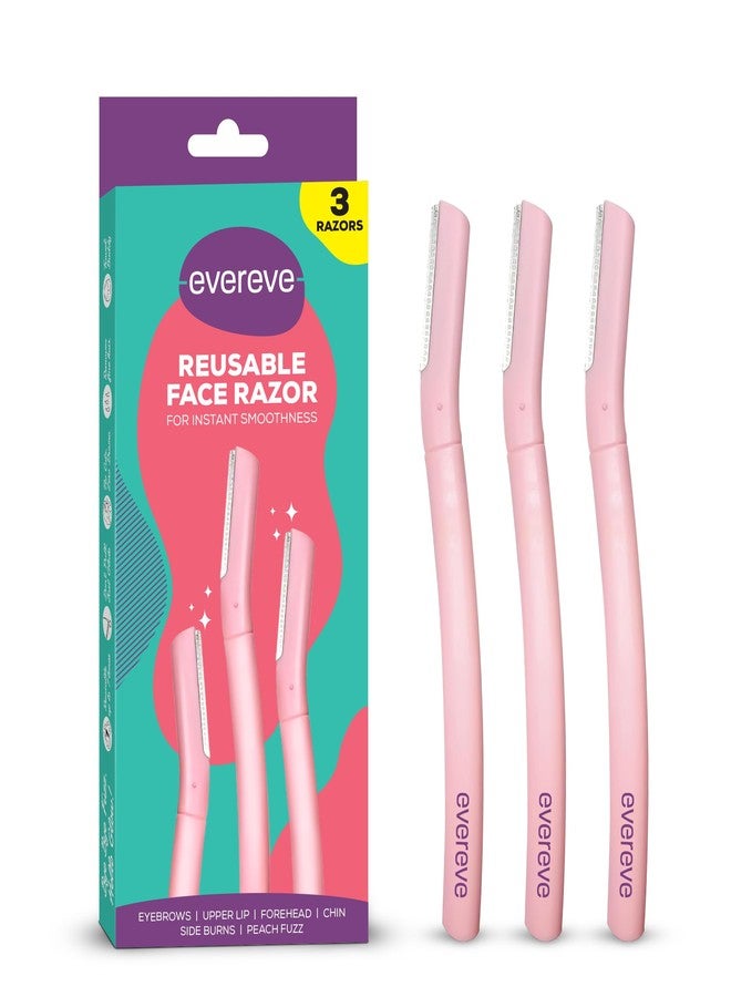 Evereve Reusable Face Razor for Women, Pack of 3, Instant Smooth and Painless Hair Removal, Ideal for Eyebrows, Upper Lip, Chin, Peach Fuzz, Forehead, Sideburns, Dermaplaning Tool, For All Skin Types - Image 1
