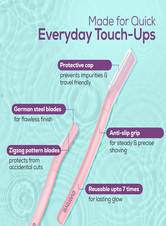 Evereve Reusable Face Razor for Women, Pack of 3, Instant Smooth and Painless Hair Removal, Ideal for Eyebrows, Upper Lip, Chin, Peach Fuzz, Forehead, Sideburns, Dermaplaning Tool, For All Skin Types - Image 4