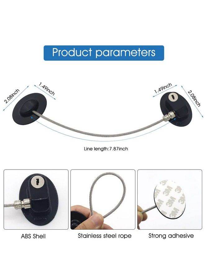 GUSTAVE Safety Door Locks With 2 Keys For Cupboard Cabinets Fridge & Freezers Child Security Locks Childproof Your House With Adhesive Residue Free Black - Image 3