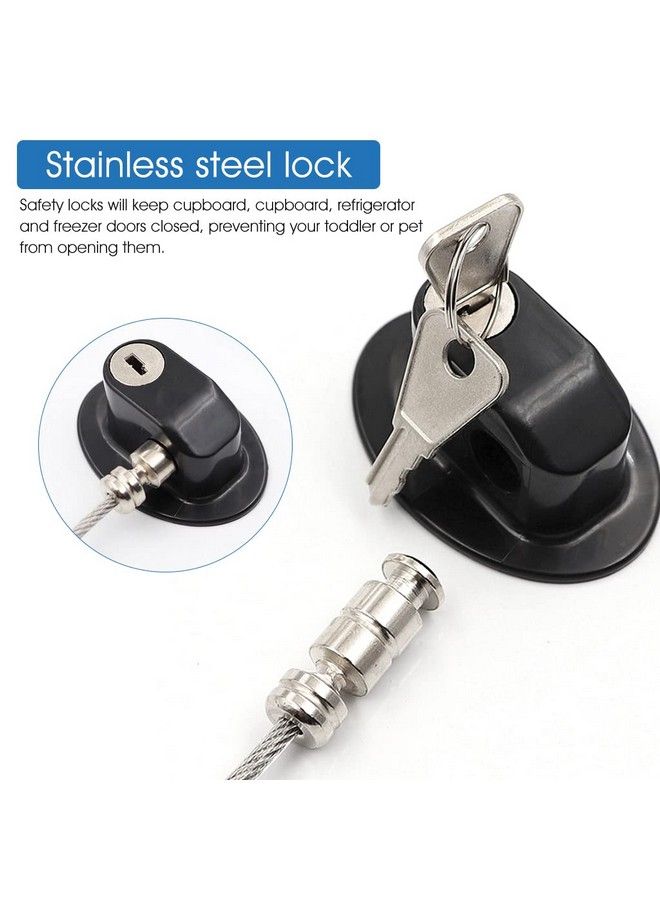 GUSTAVE Safety Door Locks With 2 Keys For Cupboard Cabinets Fridge & Freezers Child Security Locks Childproof Your House With Adhesive Residue Free Black - Image 4