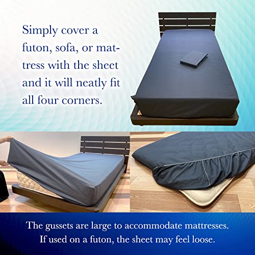 FULI 100% Cotton Fitted Sheets, Japanese Futon Mattress Cover, Futon Sofa, Bed Sheet, Made in Japan (Dark Gray, Full XL) - Image 4