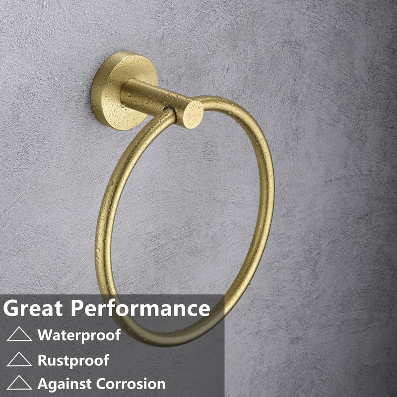 Kwanicas Gold Toilet Paper Holder  Towel Ring Set 2 Pieces Hand Towel Holder for Bathroom Hardware Accessories Set SUS304 Stainless Steel Sturdy Wall Mount Bathroom Holder - Image 5