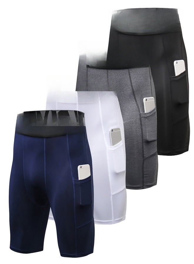 YEL PRO 4 Packs Men Compression Shorts Active Workout Underwear with Pocket - Image 1