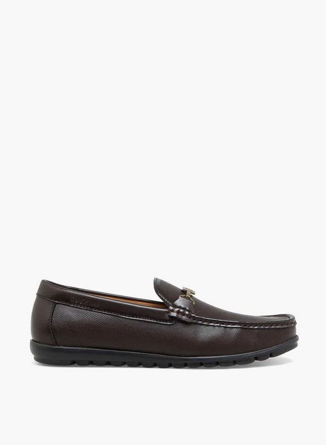Duchini Men Metallic Accent Slip-On Loafers