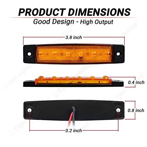 TMH (Pack of 30) TMH 3.8 Inch 10 Amber + 10 Red + 10 White Side Marker Lights 6 LED 2835 SMD Clearance Lamps for Truck Trailer RV Campervan Pickup Tractor SUV 12V DC Shockproof TK12 - Image 4