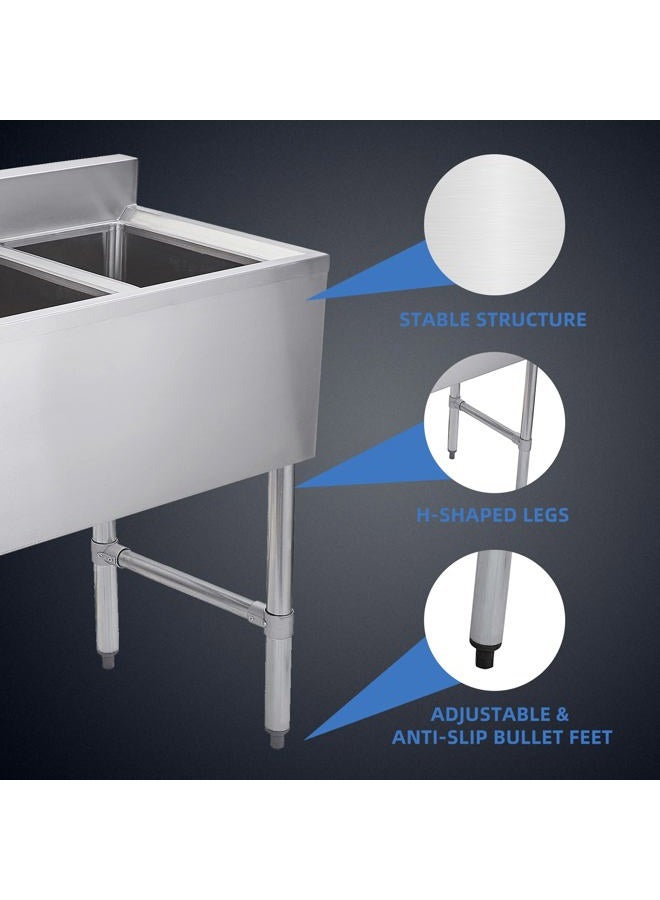 Profeeshaw 3 Compartment Sink Commercial Stainless Steel NSF Utility Basin with 10x14x10 Bowl for Kitchen or Bar in Home or Restaurant - Image 4