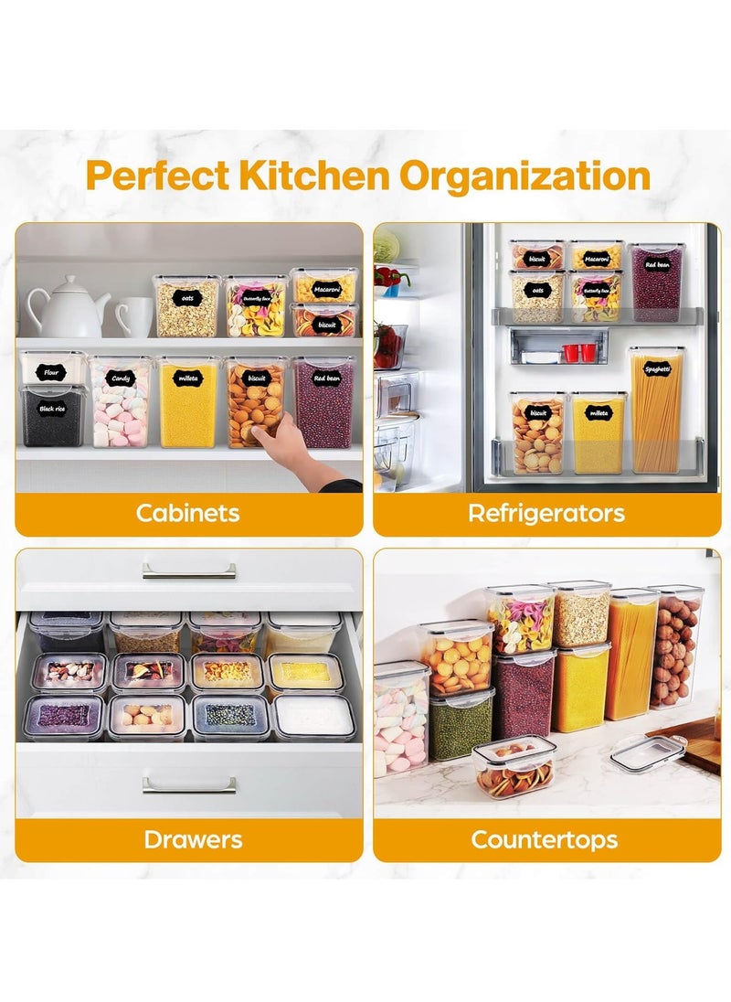 UPSTYLE - Airtight Food Storage Containers Set – 24 BPA-Free Kitchen Canisters with Lids for Cereal, Rice, Flour, Sugar & Dry Food – Includes Measuring Spoon, Marker & 24 Labels – Meal Prep & Pantry Organization - Image 1
