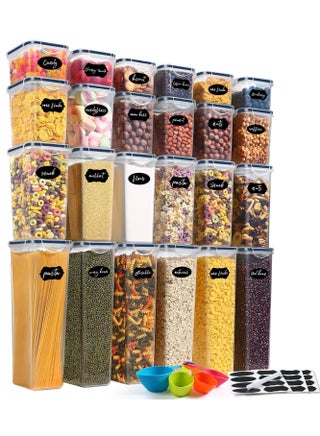 Airtight Food Storage Containers Set – 24 BPA-Free Kitchen Canisters with Lids for Cereal, Rice, Flour, Sugar & Dry Food – Includes Measuring Spoon, Marker & 24 Labels – Meal Prep & Pantry Organization - pzsku/ZB595CB938D4A3094CC5EZ/45/1746229685/46a575cd-57e3-4e1b-80c2-a24b26ccd979