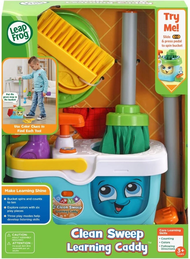 LeapFrog Clean Sweep Learning Caddy, Kids Mop and Broom Cleaning Toy Set for Ages 3-5, Blue - Image 5