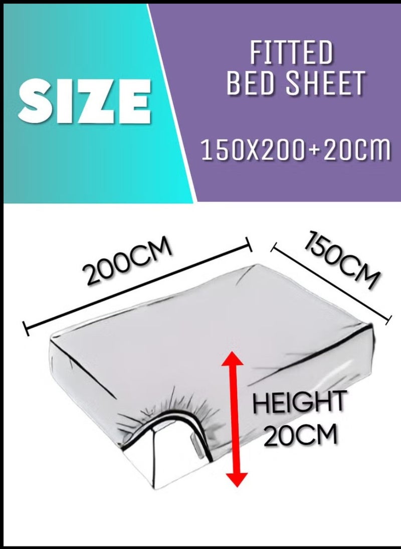 Blueberry Black Striped Double Bed Sheet Sets Cotton 3 Piece Set Deep Pocket 150x200+20cm - Image 3