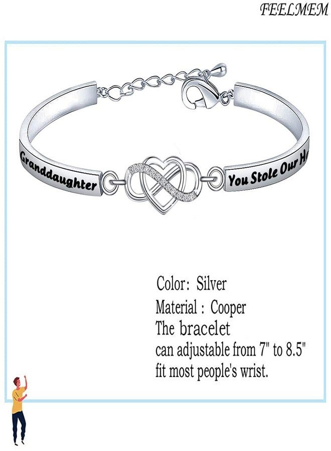 FEELMEM Family Jewelry Granddaughter Bracelet Granddaughter You Stole Our Heart from The Very Start Infinity Love Heart Bracelet Gift - Image 2