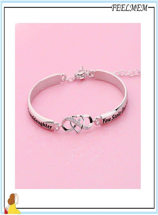 FEELMEM Family Jewelry Granddaughter Bracelet Granddaughter You Stole Our Heart from The Very Start Infinity Love Heart Bracelet Gift - Image 5