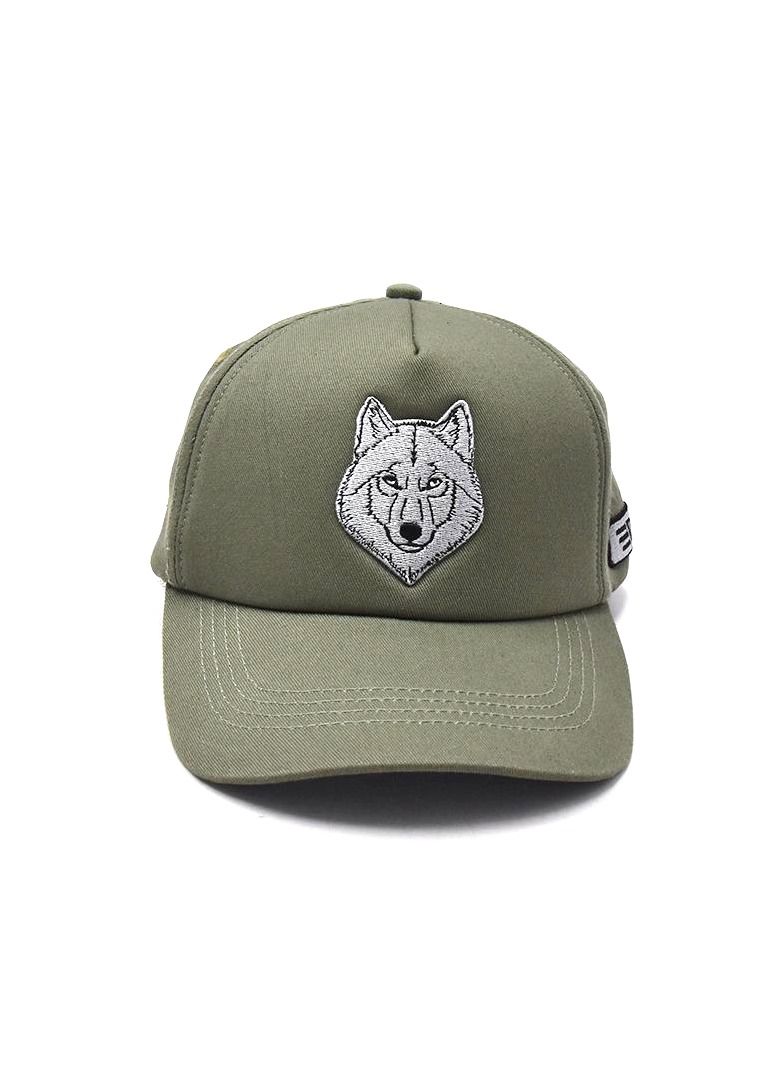 Fighter Gifts Wolf Green Full Fabric Head Cap - Image 2